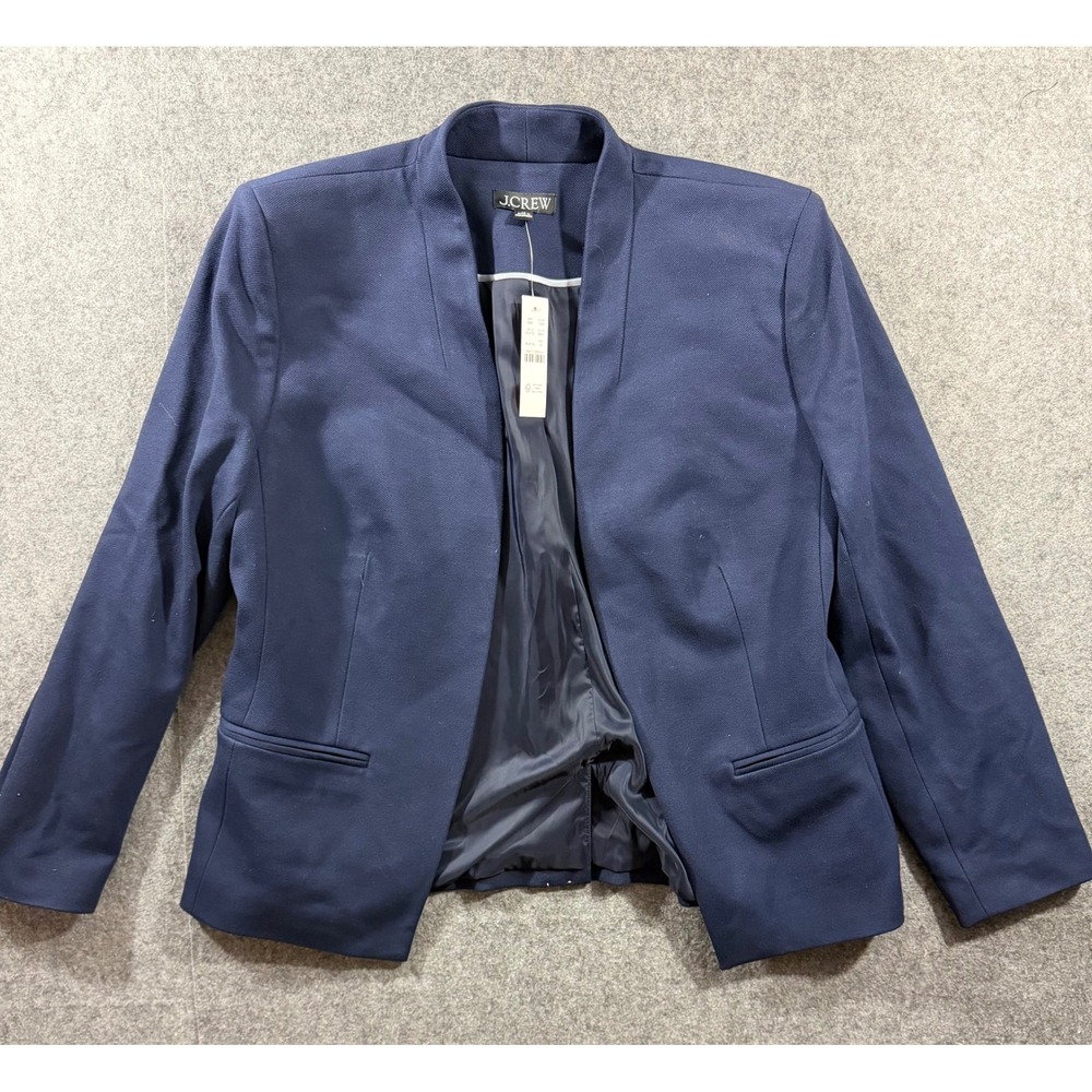 NWT J.Crew New Going-Out Blazer in Stretch Twill Navy Blue Size 14 Open Front